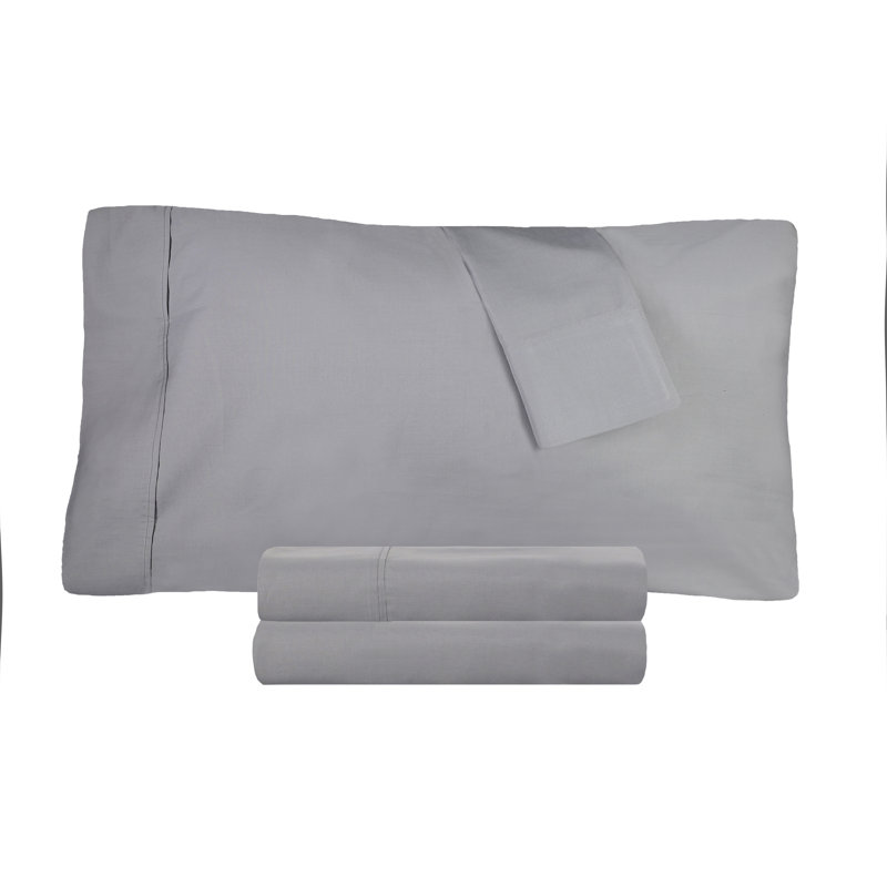 Queen Smoked Pearl Cotton Percale Deep Pocket Sheet Set