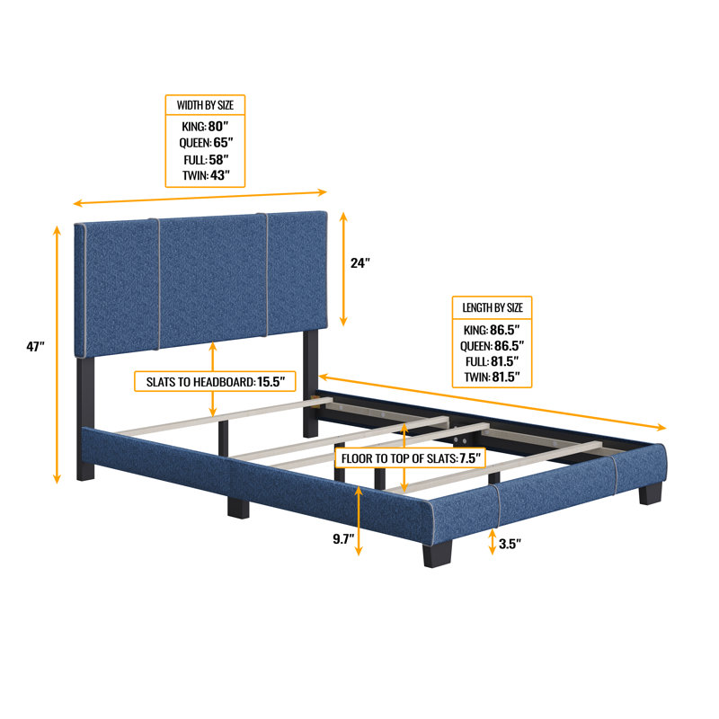 Lucena Off-White Linen Upholstered Full Platform Bed with Drawer