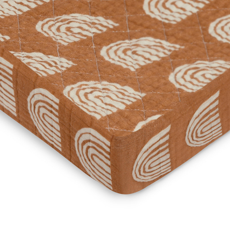 Terracotta Rainbow Quilted Organic Cotton Muslin Changing Pad Cover