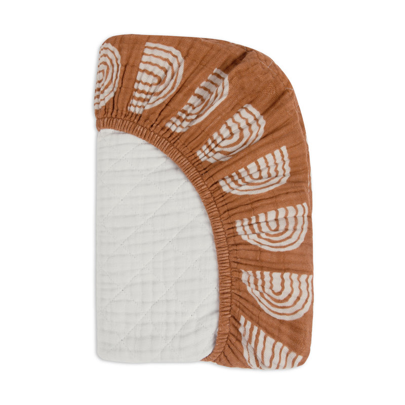 Terracotta Rainbow Quilted Organic Cotton Muslin Changing Pad Cover