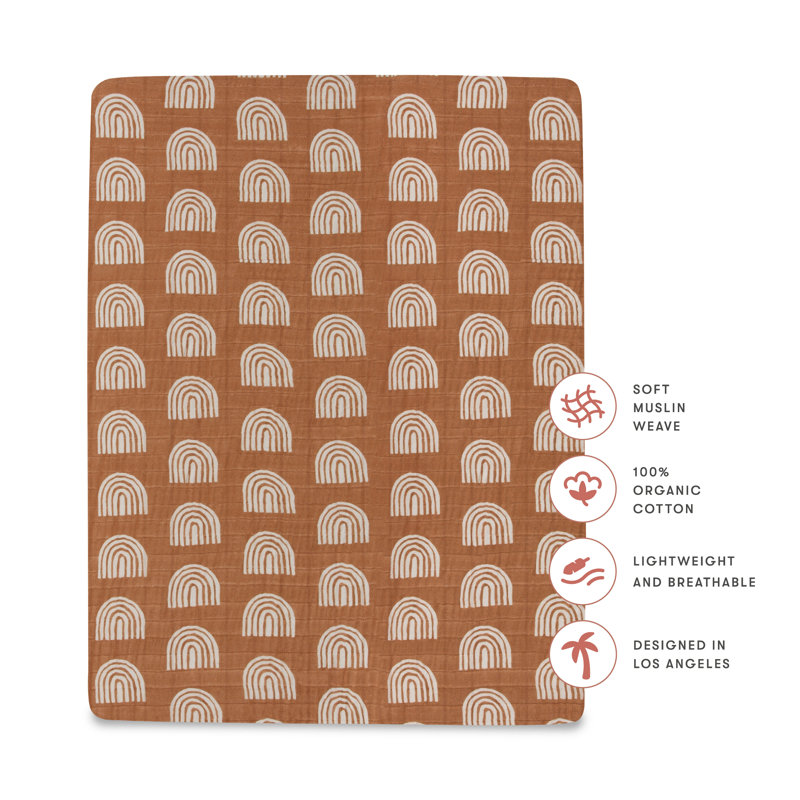 Terracotta Rainbow Organic Cotton Baby Girls' Midi Crib Sheet