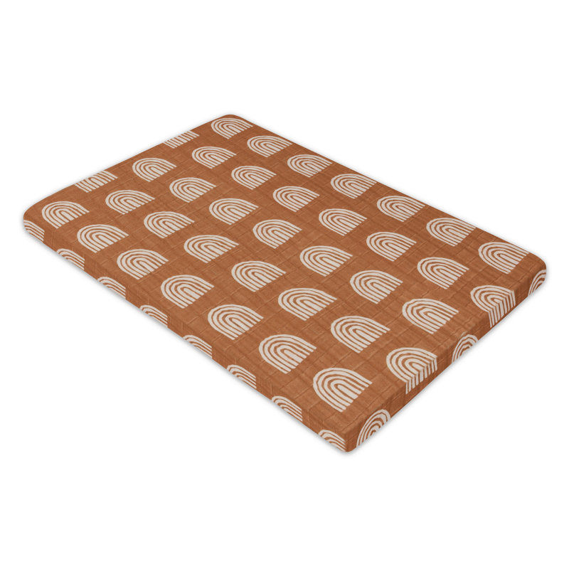 Terracotta Rainbow Organic Cotton Geometric Bassinet Sheet