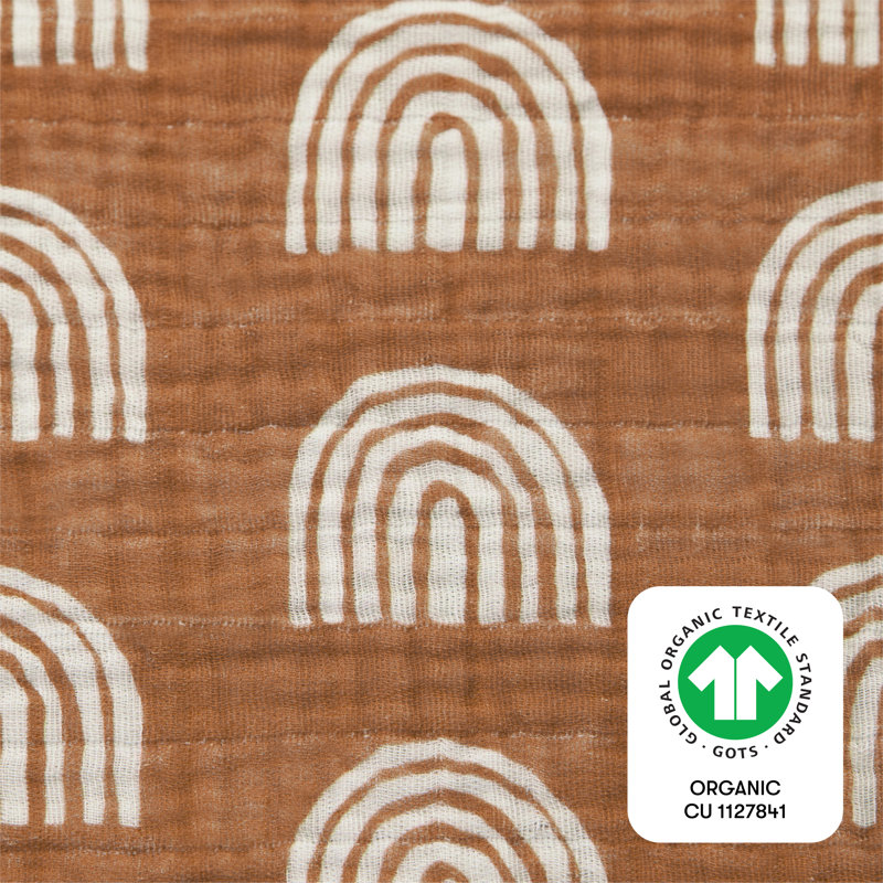 Terracotta Rainbow Organic Cotton Geometric Bassinet Sheet