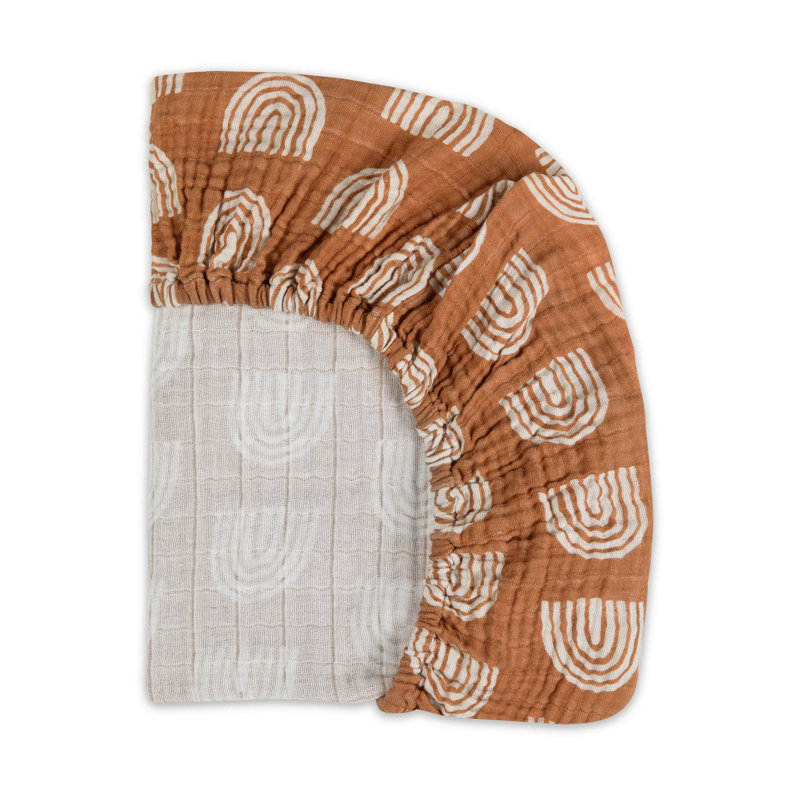 Terracotta Rainbow Organic Cotton Geometric Bassinet Sheet