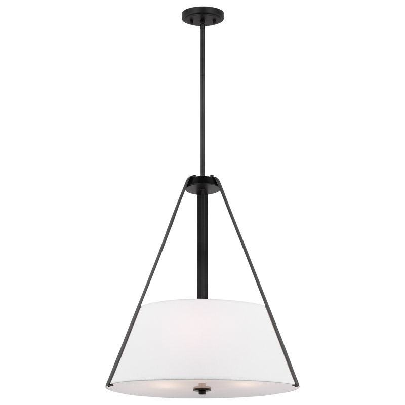 White Metal Drum Pendant Light with Adjustable Downrod