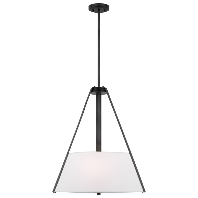 White Metal Drum Pendant Light with Adjustable Downrod
