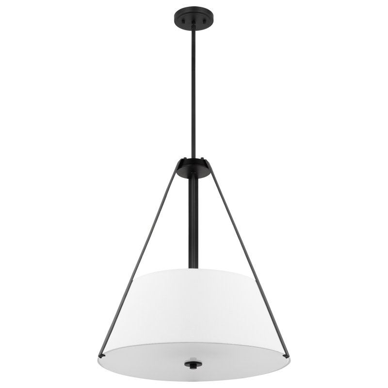 White Metal Drum Pendant Light with Adjustable Downrod