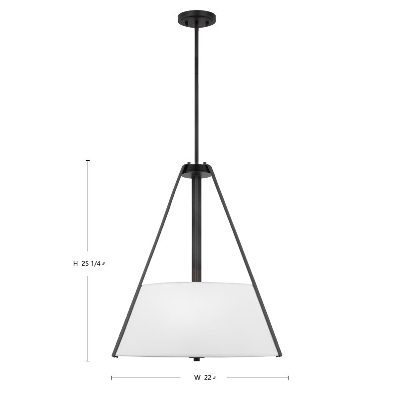 White Metal Drum Pendant Light with Adjustable Downrod