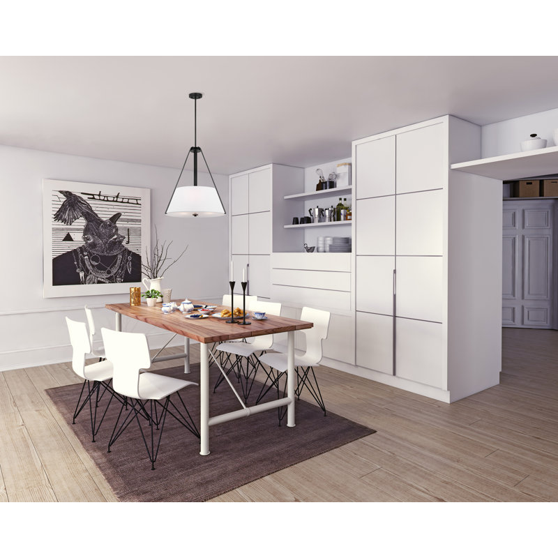 White Metal Drum Pendant Light with Adjustable Downrod