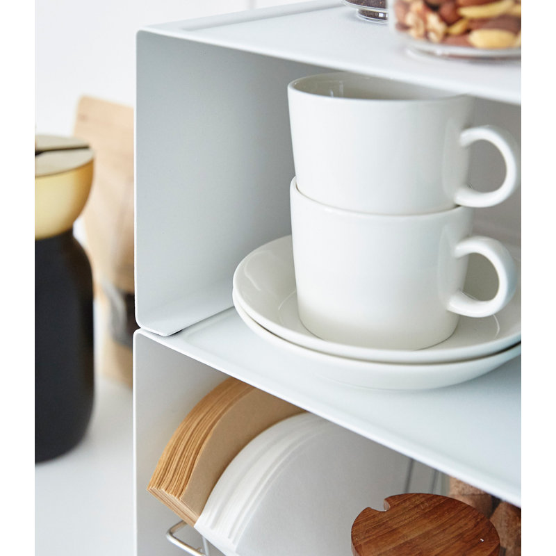 White Steel Stackable Kitchen Counter Shelf Organizer