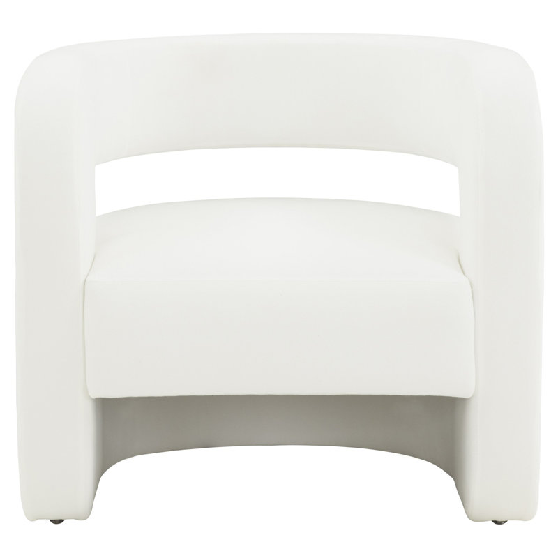 Modern White Linen Barrel Back Accent Chair