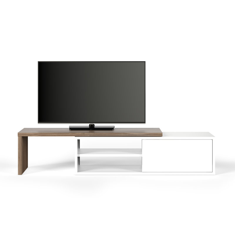 Rodolphe Castellani 43'' Walnut and Pure White Media Console with Cabinet
