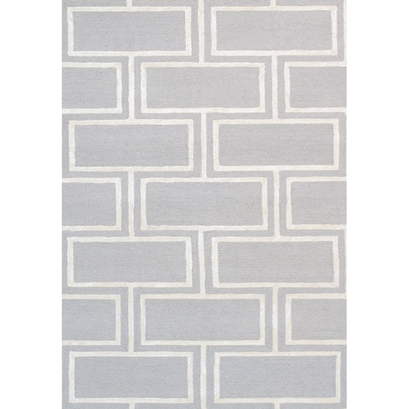 Elegant Silver 15"x25" Hand-Tufted Wool & Viscose Silk Rug