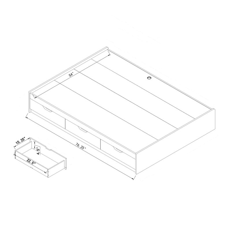 Taupe Twin Wood Frame Storage Bed with 3 Drawers