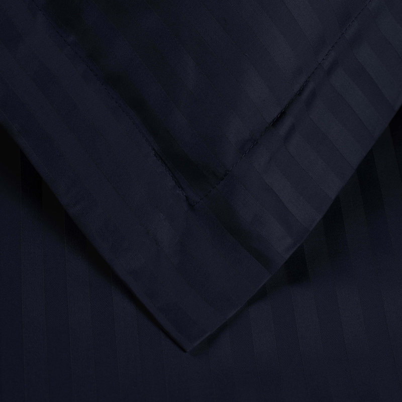 Navy Blue Striped Egyptian Cotton Twin Duvet Cover Set