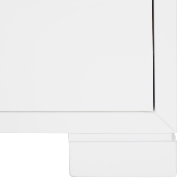 White Lacquer Nightstand with Brass Hardware