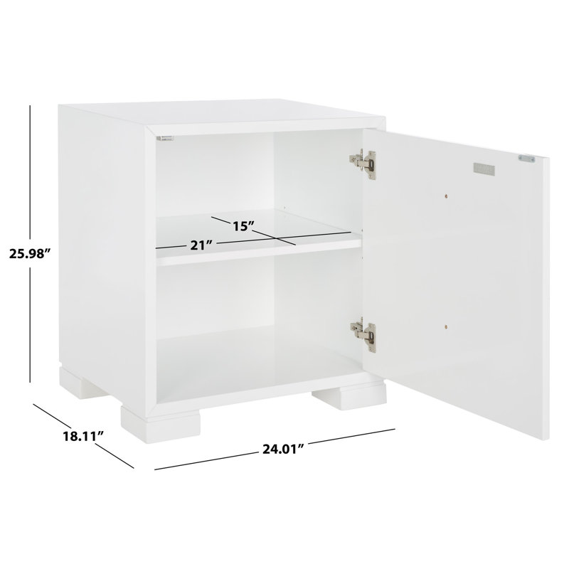 White Lacquer Nightstand with Brass Hardware