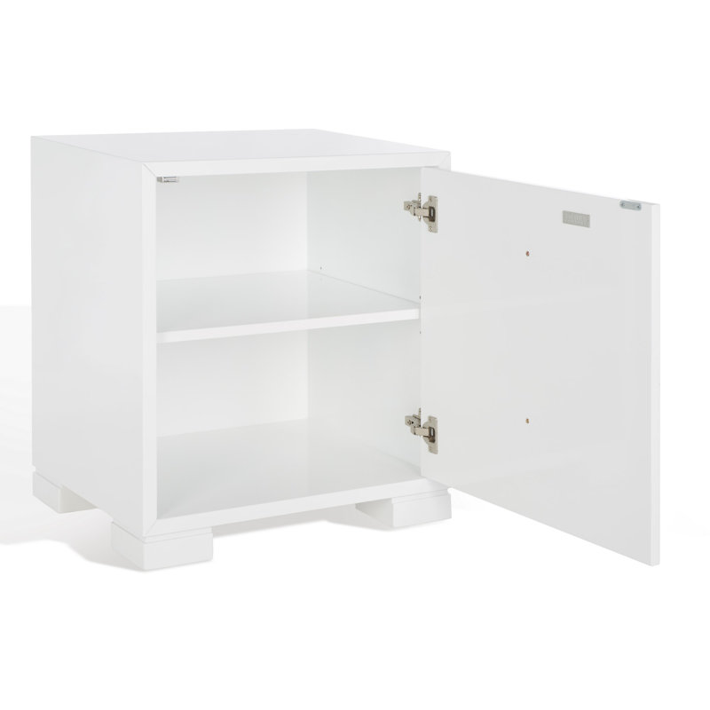 White Lacquer Nightstand with Brass Hardware