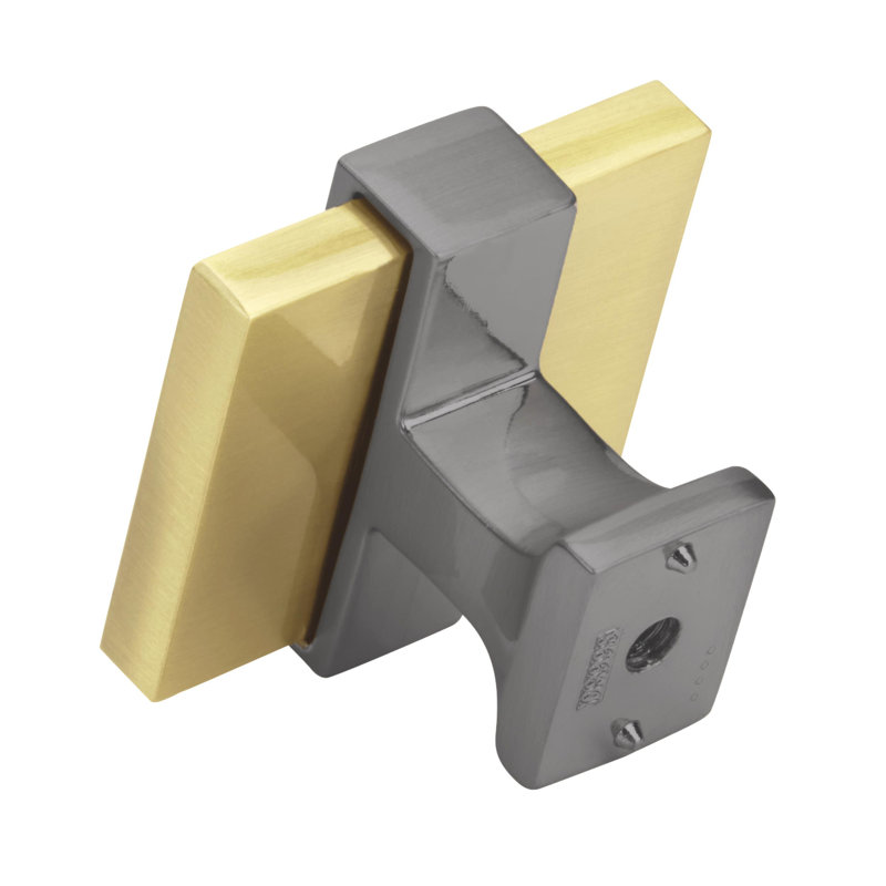 1-3/8" Brushed Gold and Black Chrome Square Knob
