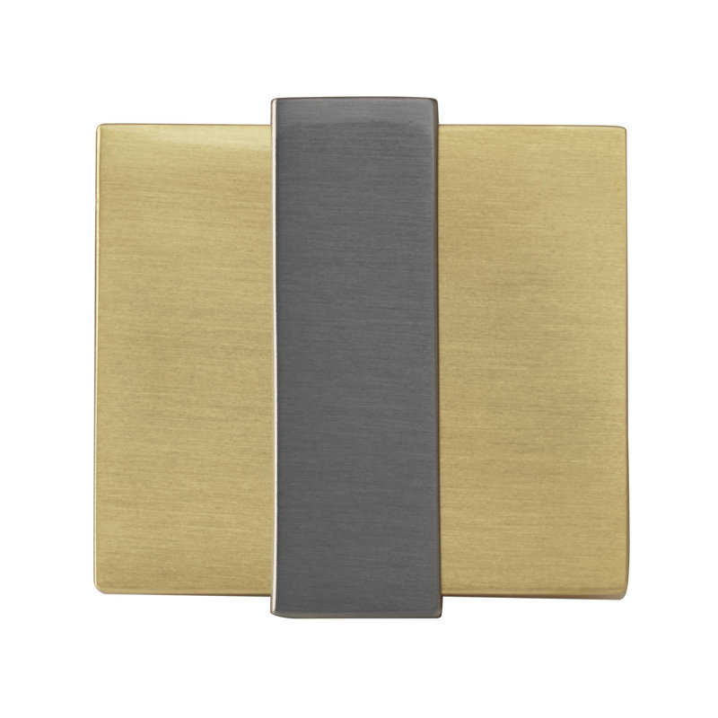 1-3/8" Brushed Gold and Black Chrome Square Knob