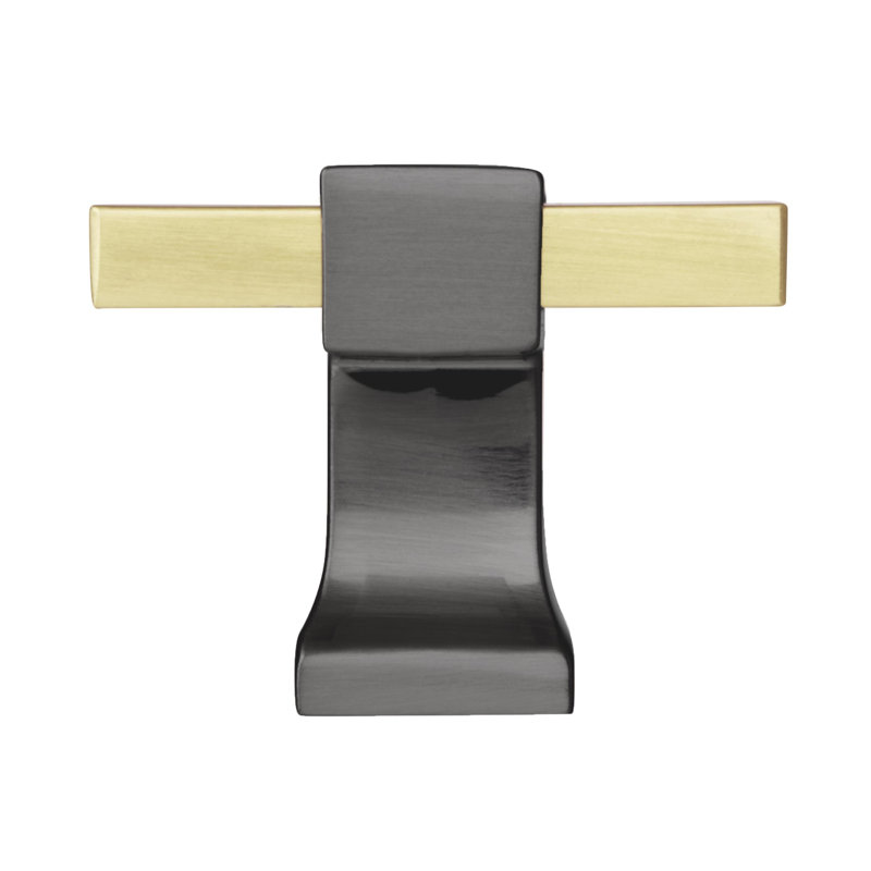 1-3/8" Brushed Gold and Black Chrome Square Knob