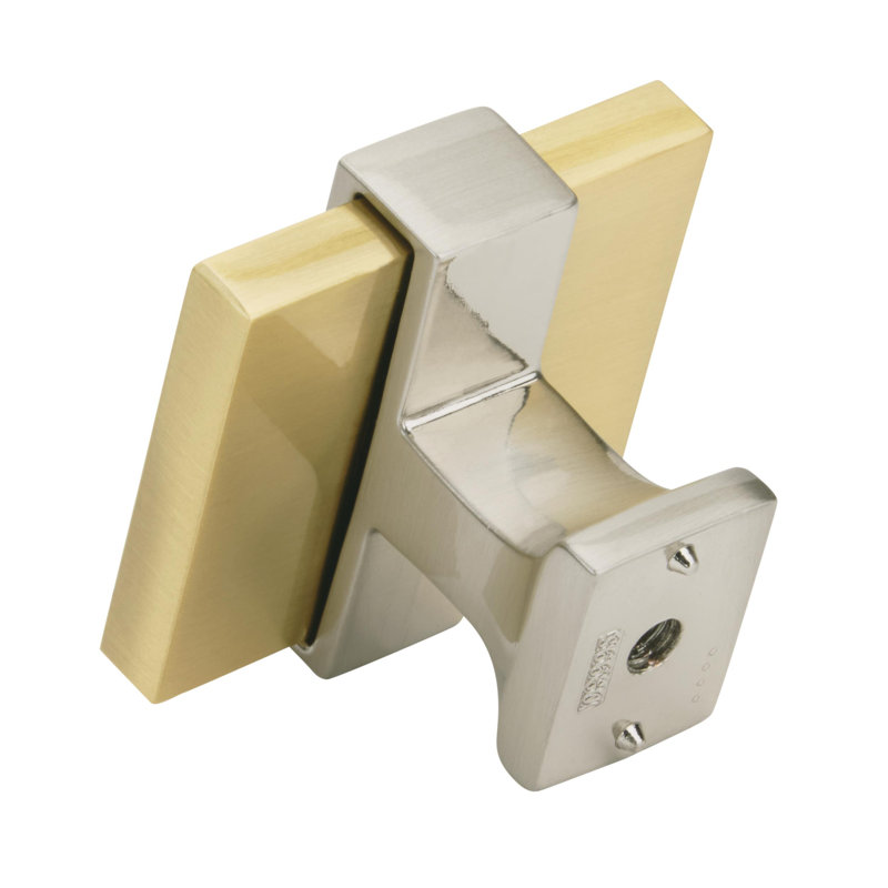 1-3/8" Brushed Gold and Satin Nickel Square Cabinet Knob