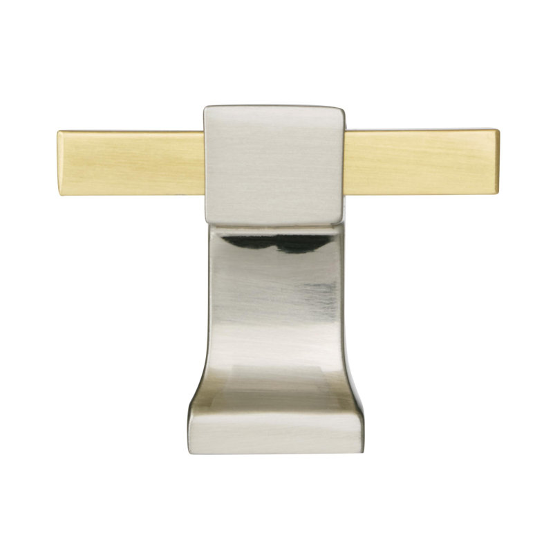 1-3/8" Brushed Gold and Satin Nickel Square Cabinet Knob