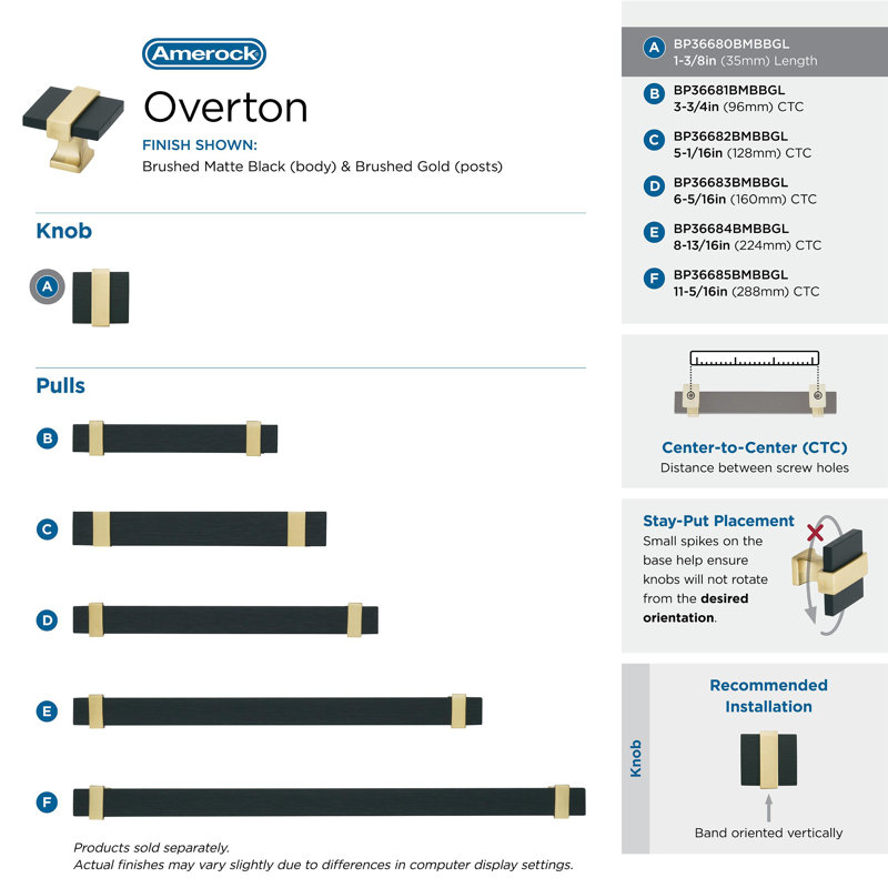 1-3/8" Brushed Matte Black and Gold Square Knob