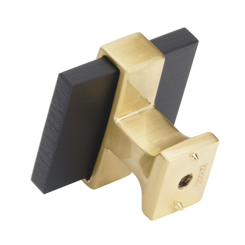 1-3/8" Brushed Matte Black and Gold Square Knob