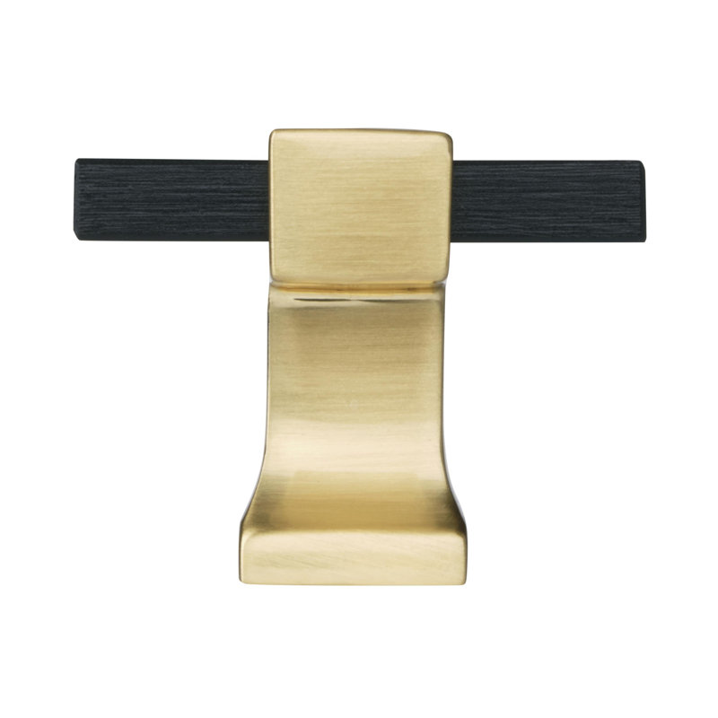 1-3/8" Brushed Matte Black and Gold Square Knob