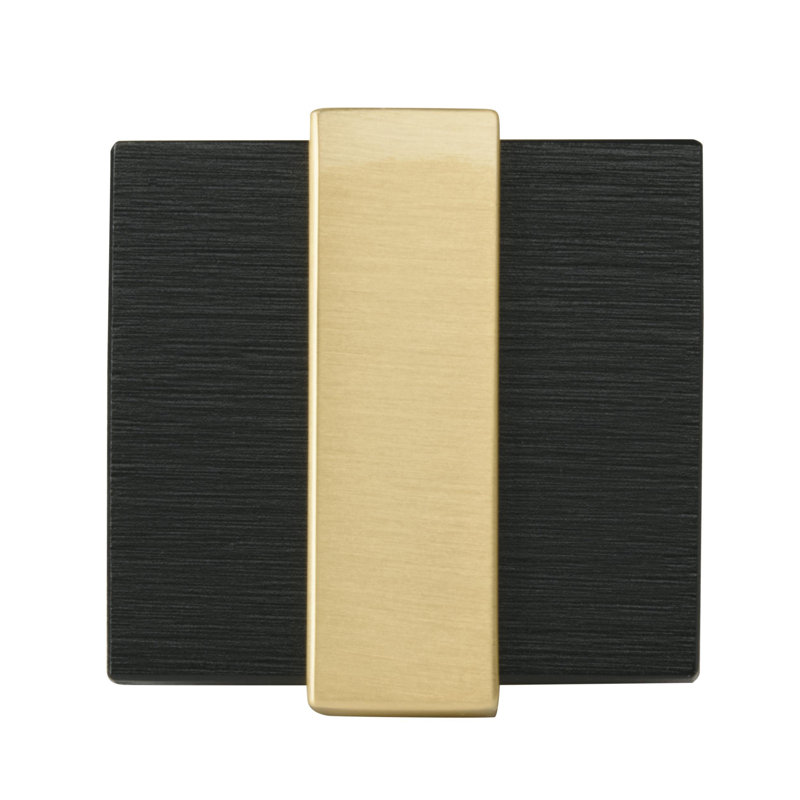 1-3/8" Brushed Matte Black and Gold Square Knob
