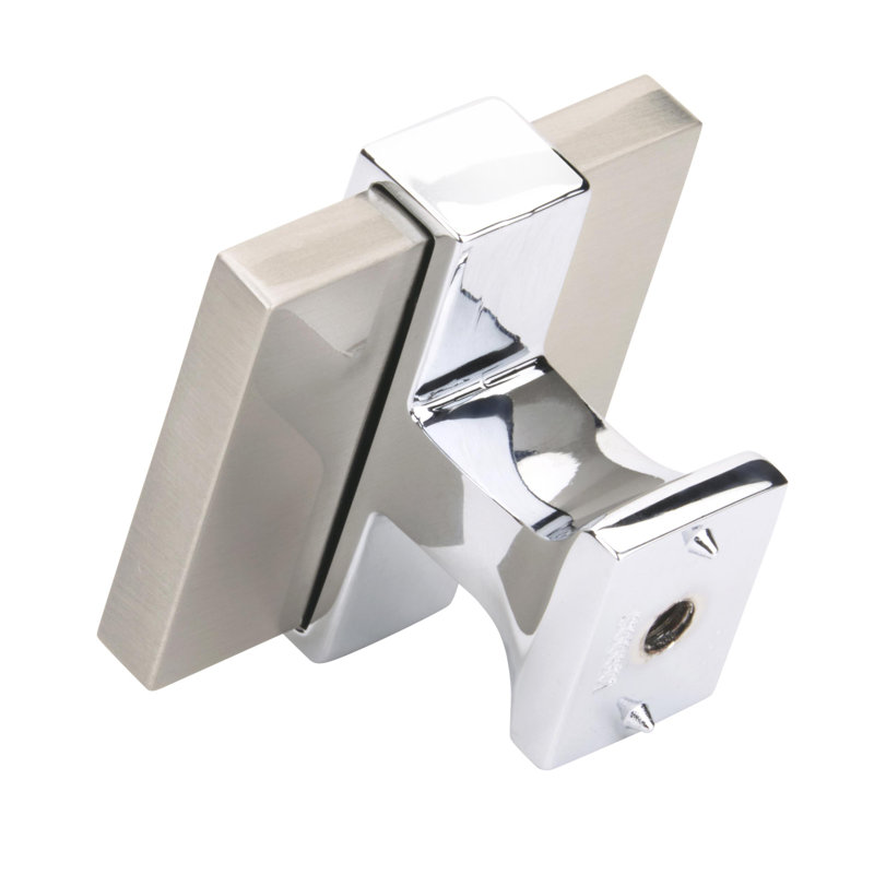 1-3/8" Satin Nickel and Polished Chrome Square Cabinet Knob
