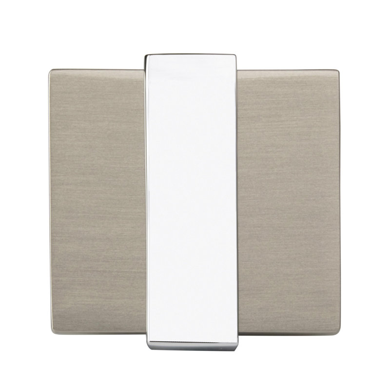 1-3/8" Satin Nickel and Polished Chrome Square Cabinet Knob