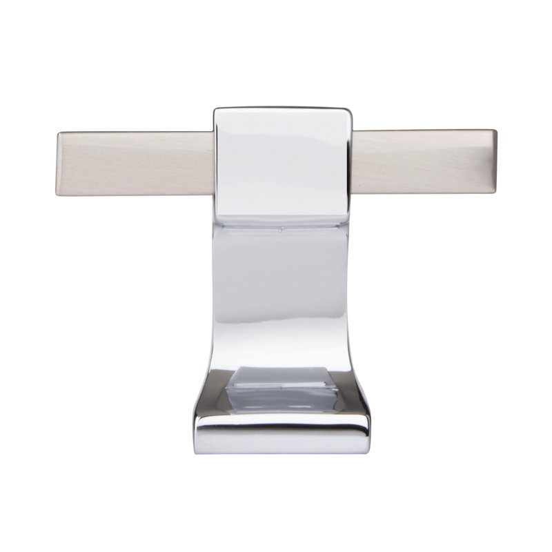 1-3/8" Satin Nickel and Polished Chrome Square Cabinet Knob