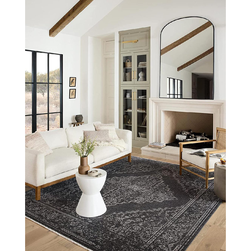 Charcoal Dove 94" x 120" Synthetic Rectangular Area Rug
