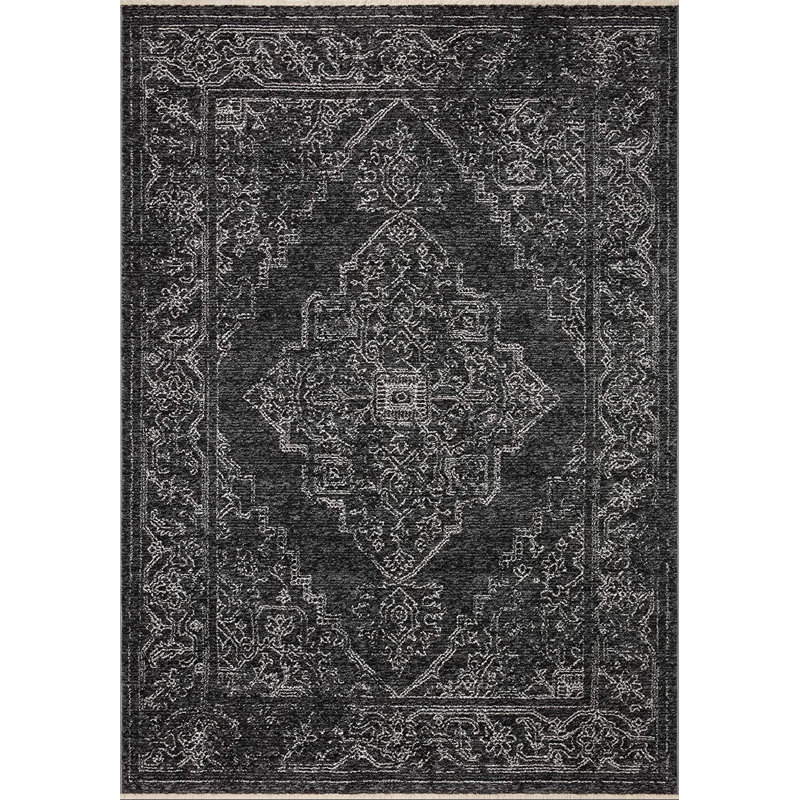 Charcoal Dove 94" x 120" Synthetic Rectangular Area Rug