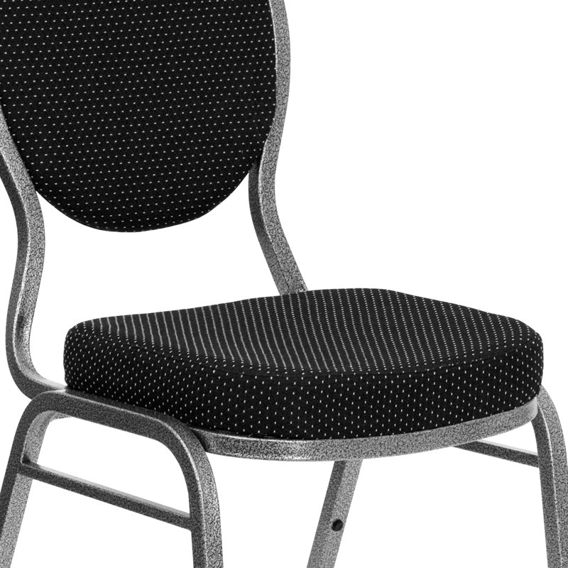 Black Patterned Fabric and Metal Stacking Banquet Chair
