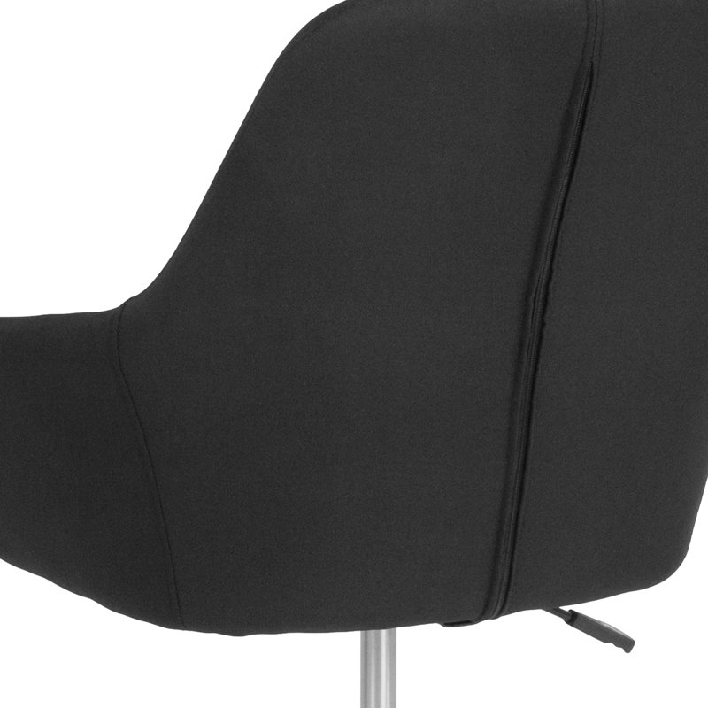Black Fabric Mid-Back Swivel Office Chair with Chrome Base