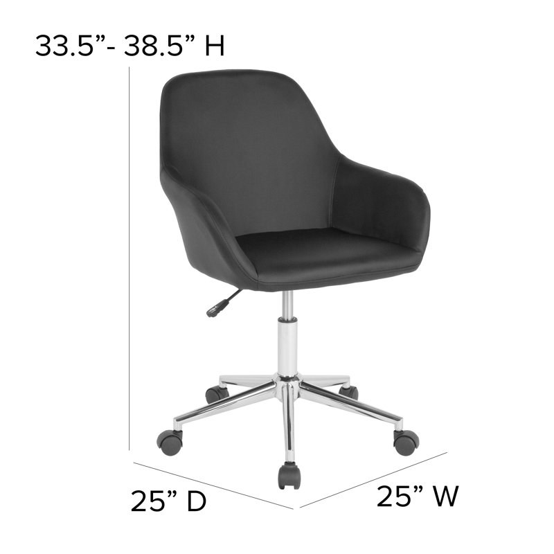 Black LeatherSoft Mid-Back Ergonomic Swivel Task Chair