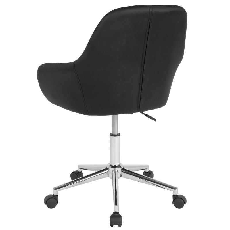 Black LeatherSoft Mid-Back Ergonomic Swivel Task Chair