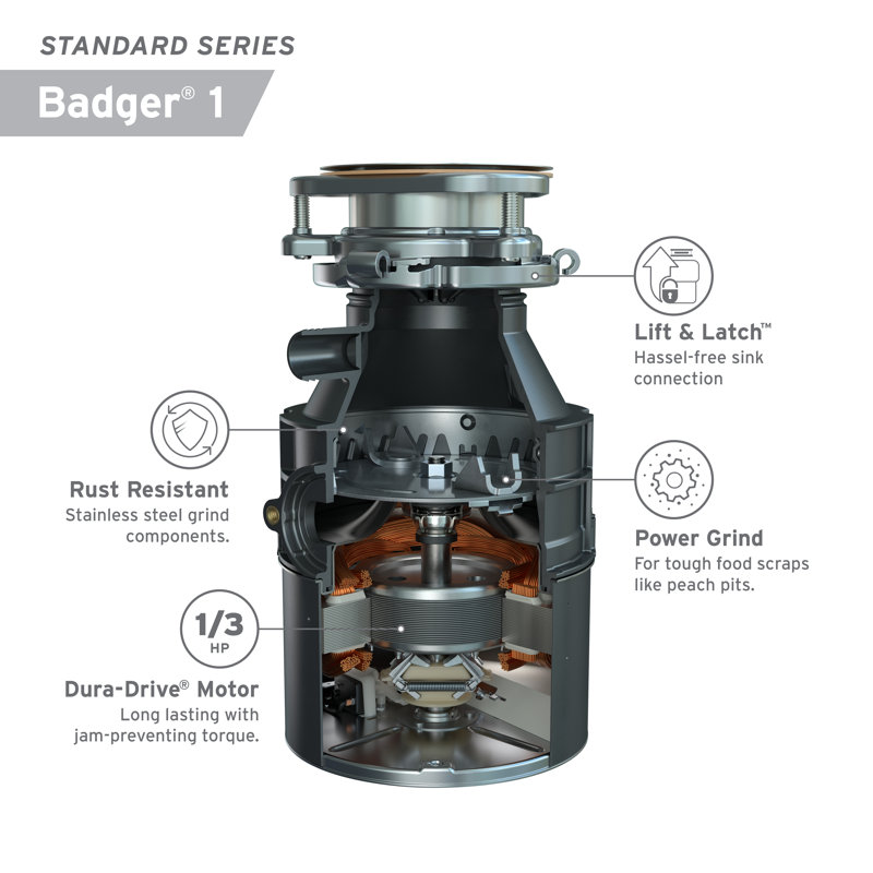 1/3 HP Black Continuous Feed Garbage Disposal