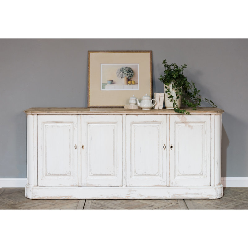 Antique Whitewash Pine 4-Door Sideboard