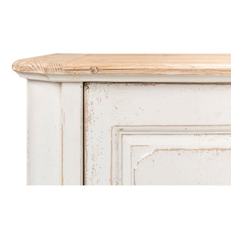 Antique Whitewash Pine 4-Door Sideboard