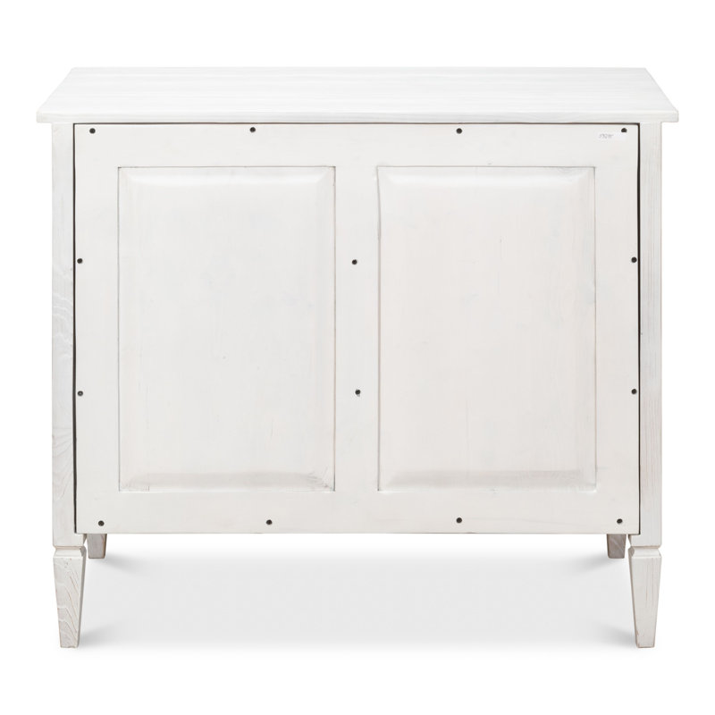 White Solid Wood 3-Drawer Accent Chest with Black Hardware