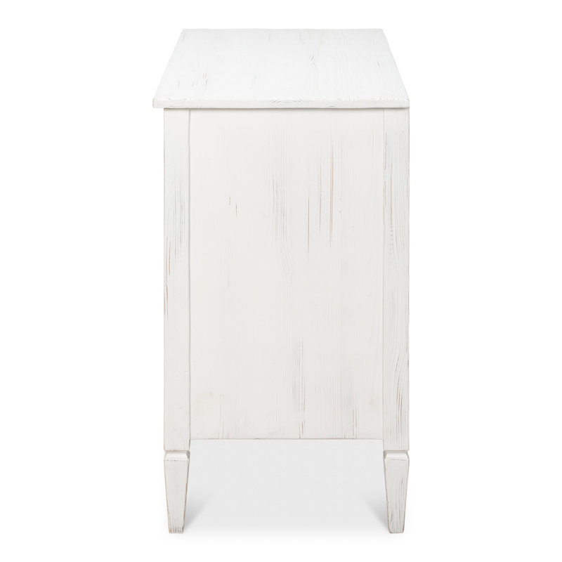 White Solid Wood 3-Drawer Accent Chest with Black Hardware