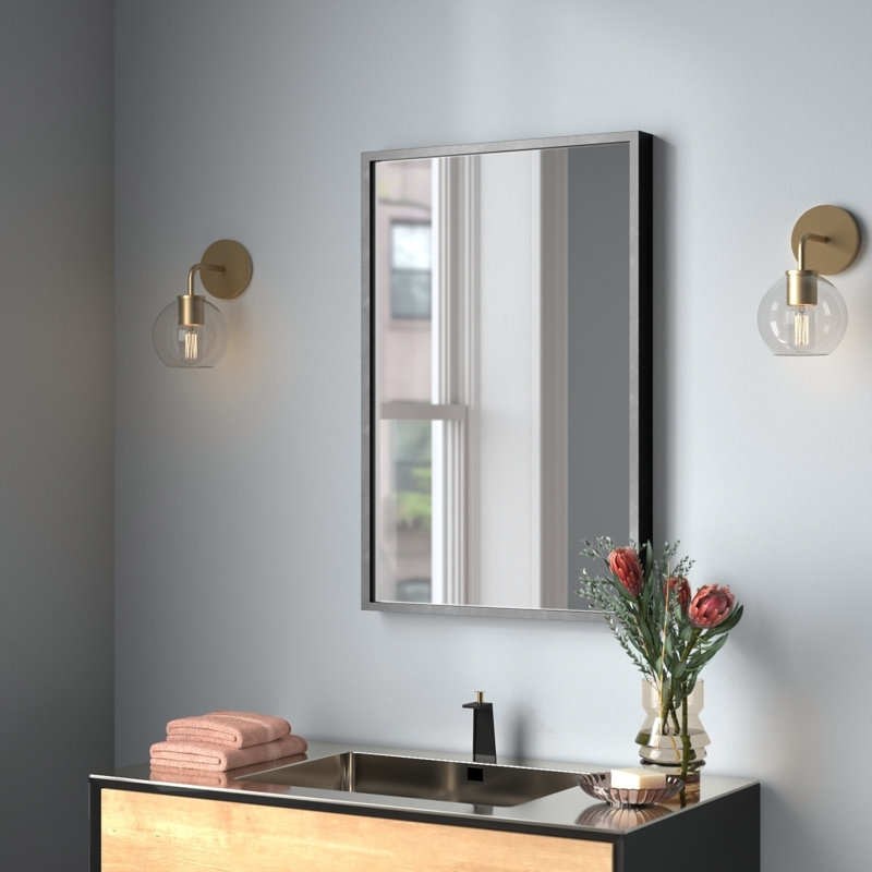 Bali Gold Rectangular Sleek Metal Wall Mirror - 30" x 20"