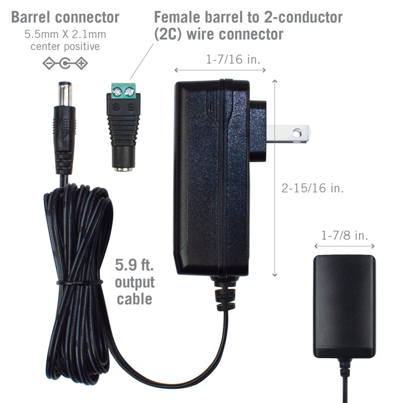 Black 36W Wall Mount Power Supply Adapter