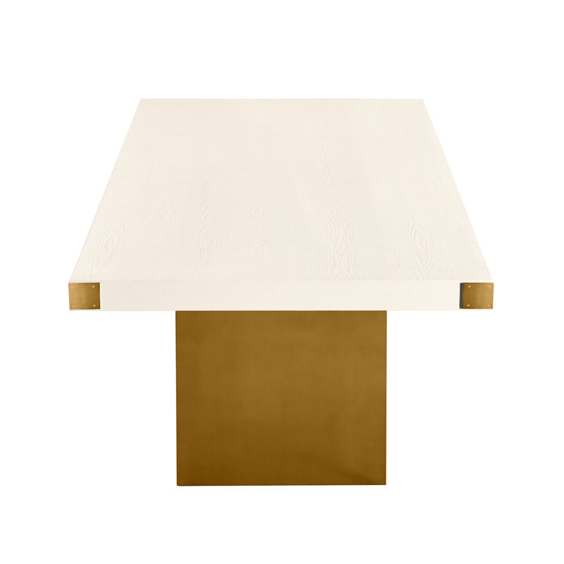 Cream and Gold Ash Wood Rectangular Dining Table