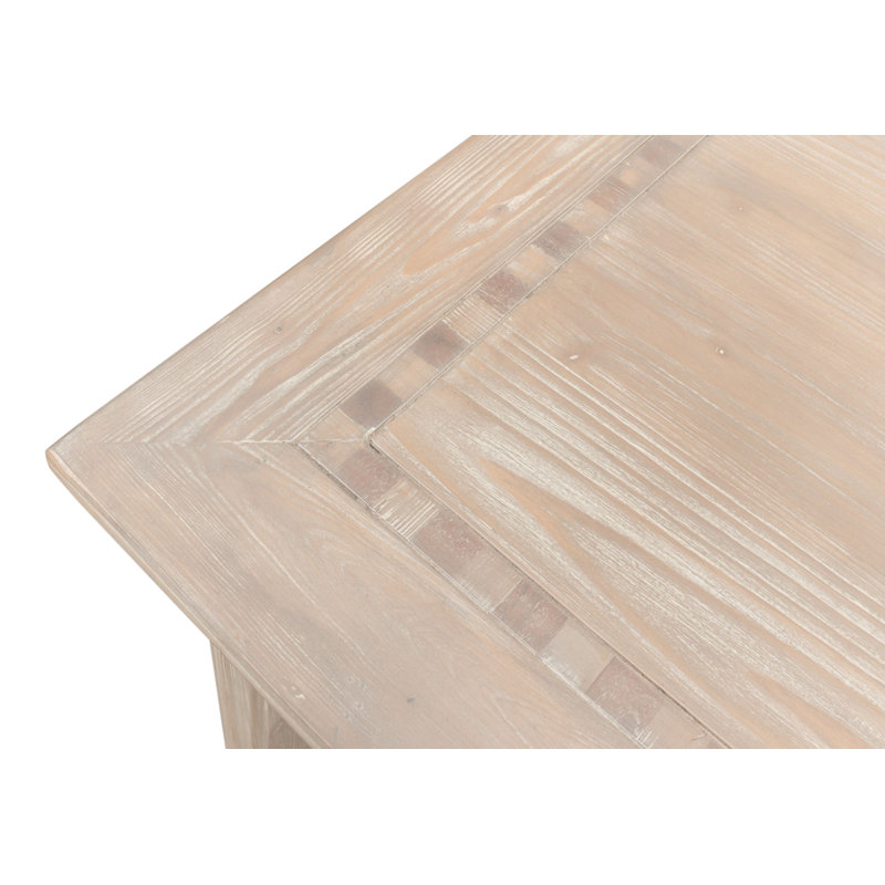 Ibiza Pine Wood Coffee Table with Checkerboard Parquet Inlay