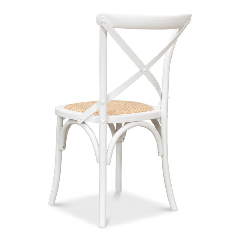 White Oak Cross Back Side Chair with Cane Seat